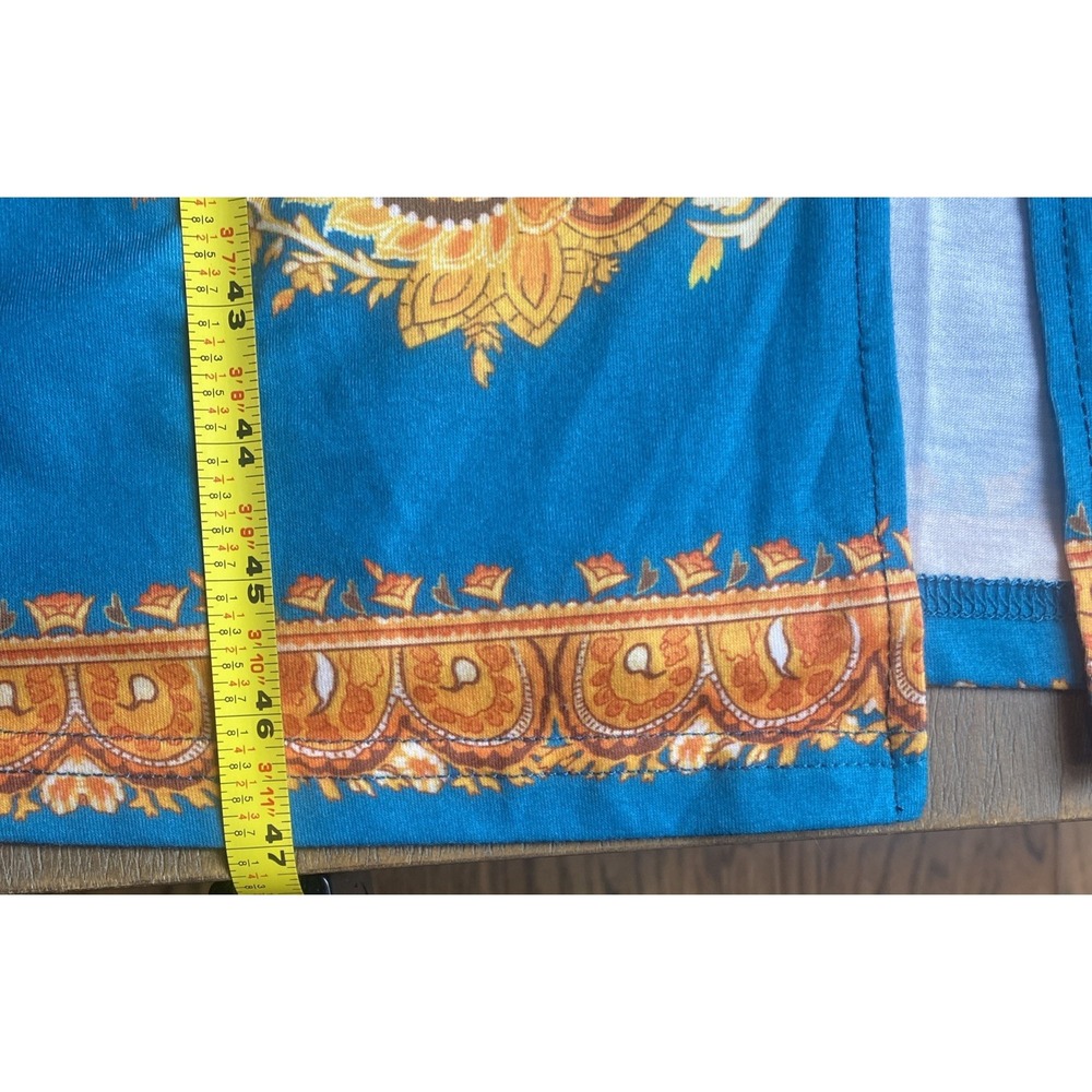 Bloggerlove Teal Mumu Kaftan Maxi Zip Pockets 3/4 Sleeve Womens Med Stretch - Picture 9 of 11